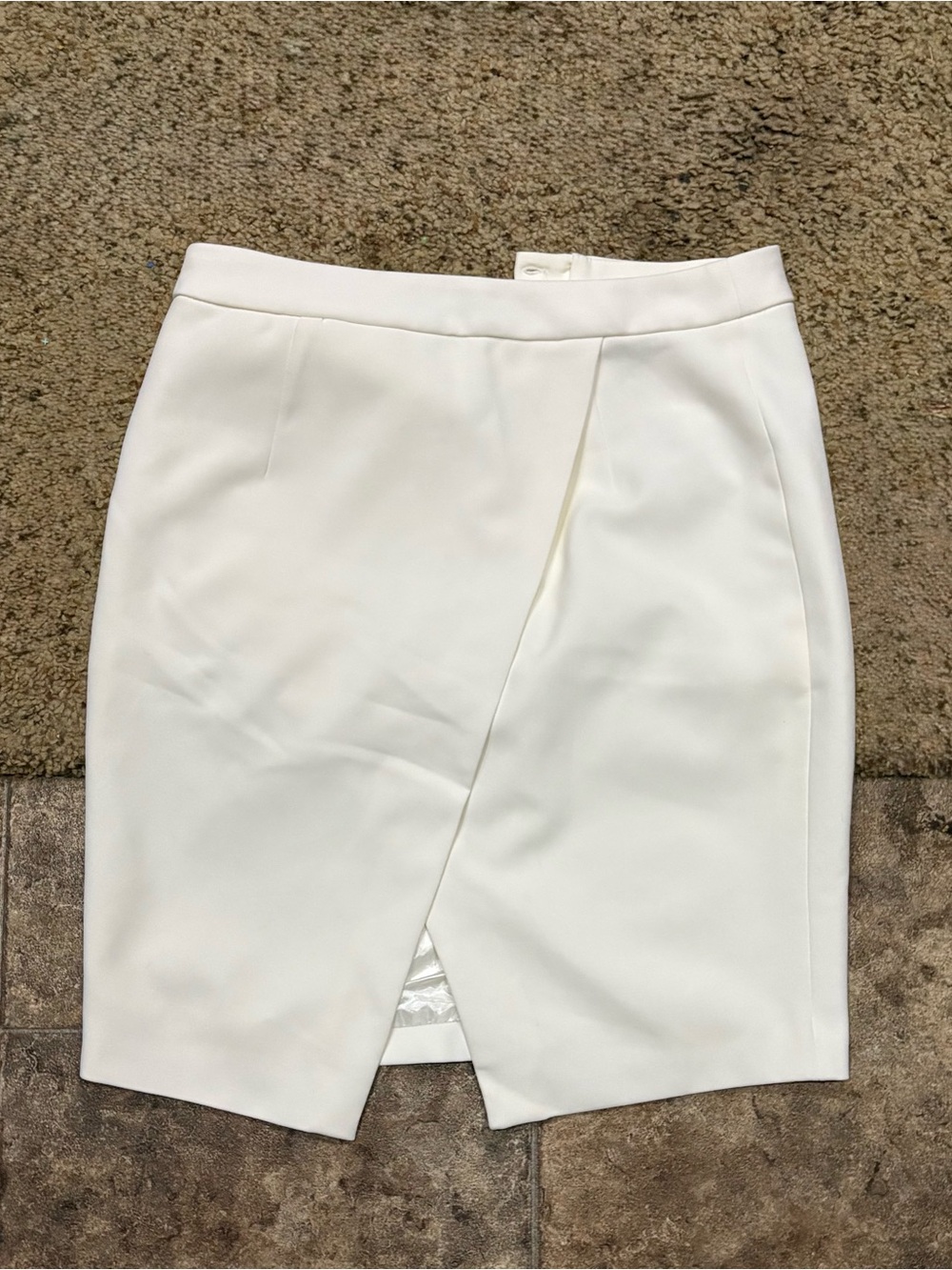 Forever 21 Cream Asymmetric Wrap Midi Skirt